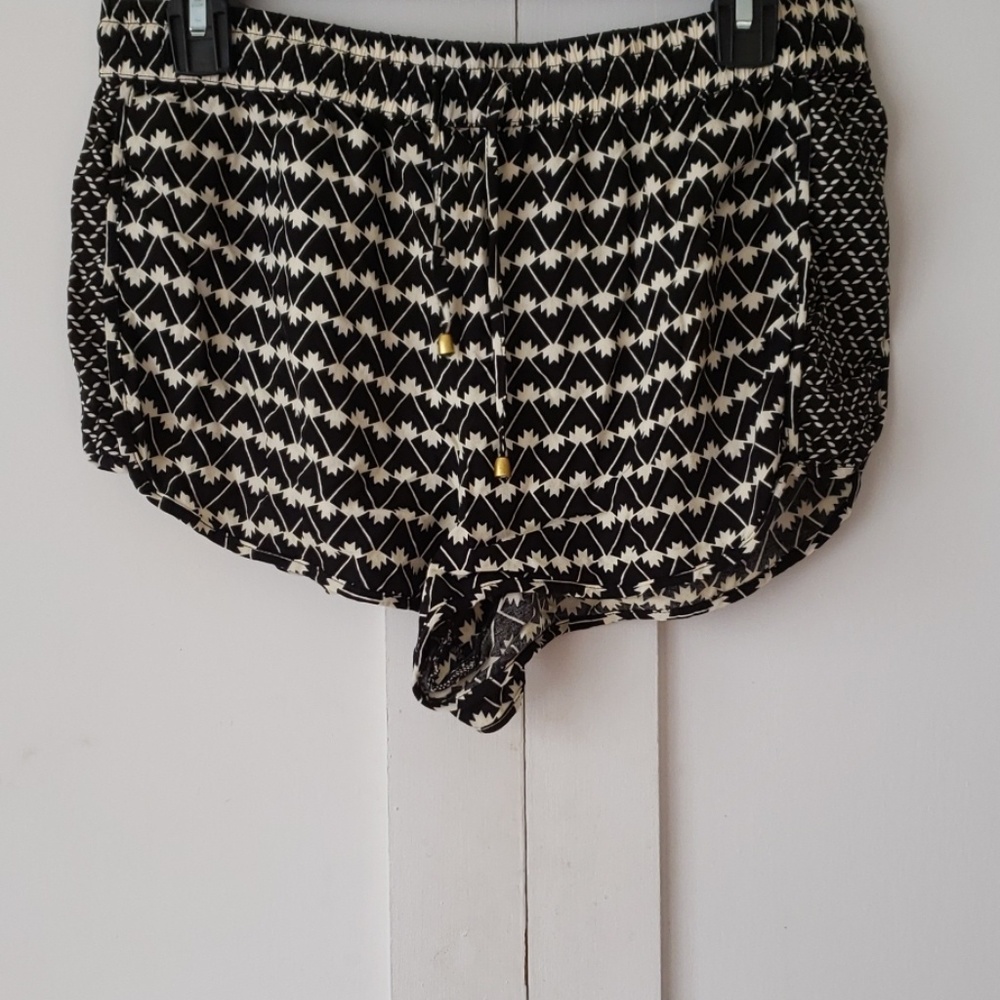Black and white soft draw string shorts